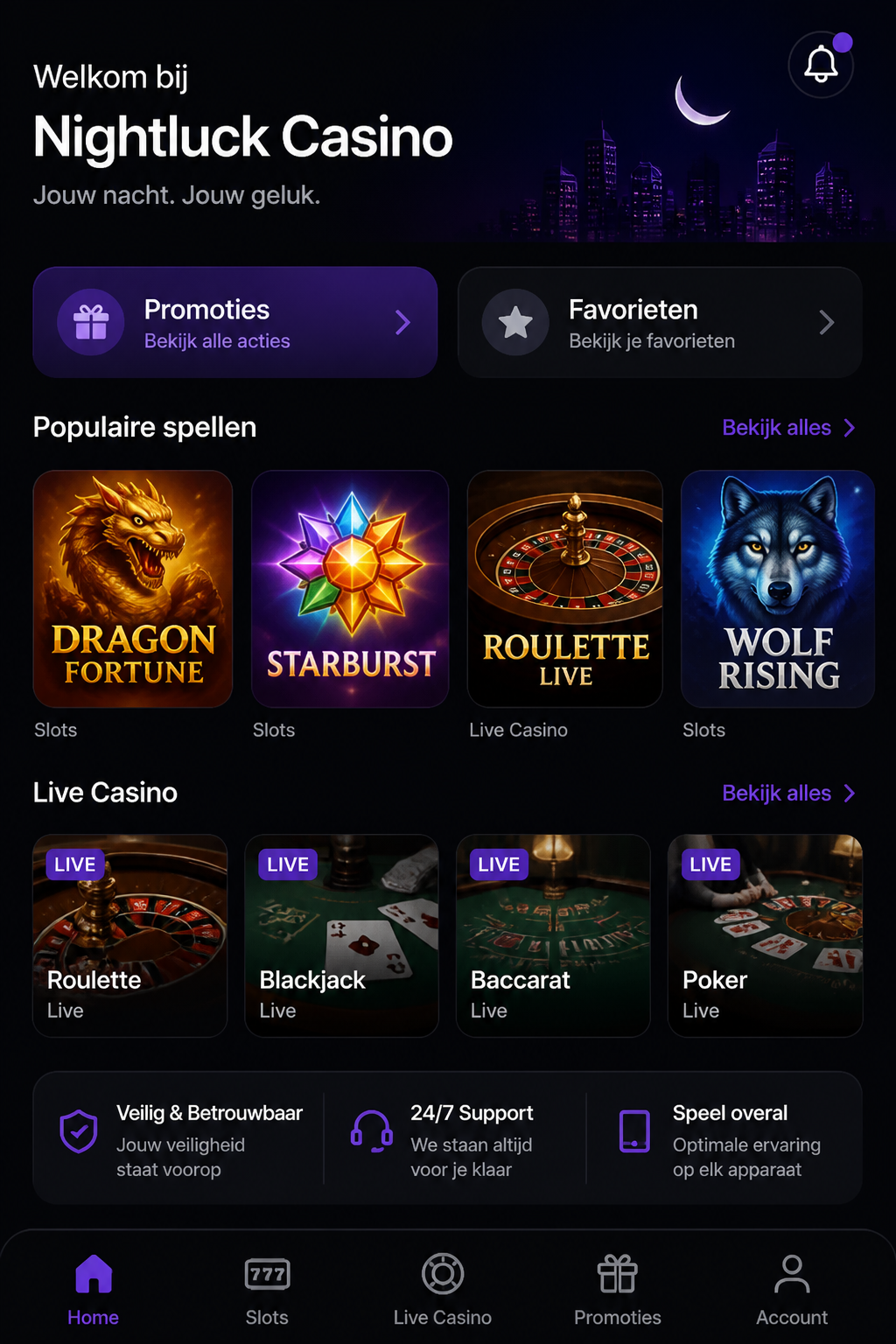 Nightluck Casino screen 1